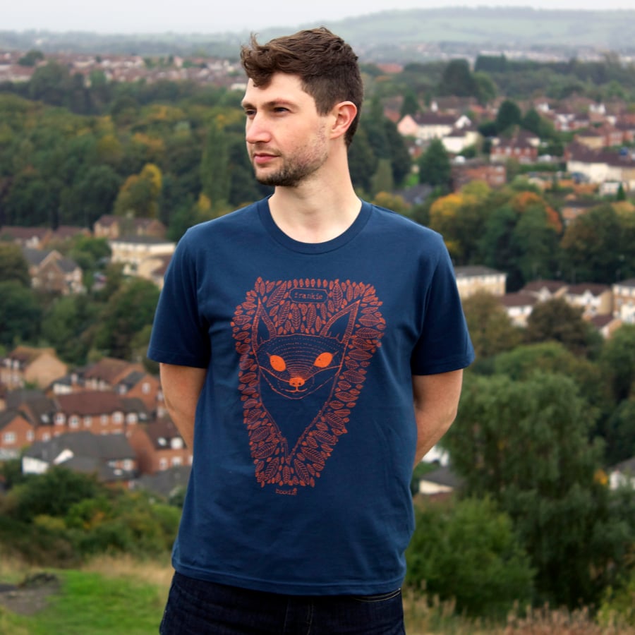 Frankie the Fox T-shirt hand screen printed on Organic cotton