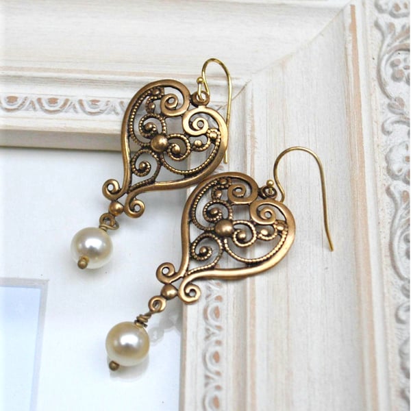 Filigree & Pearl Earrings