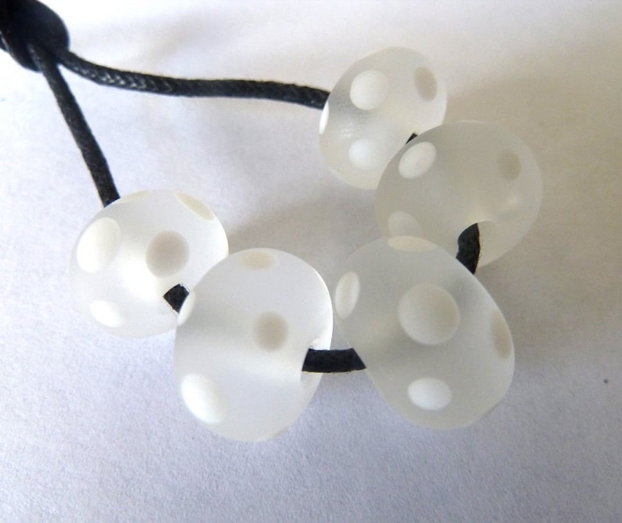 handmade lampwork frosted spots beads