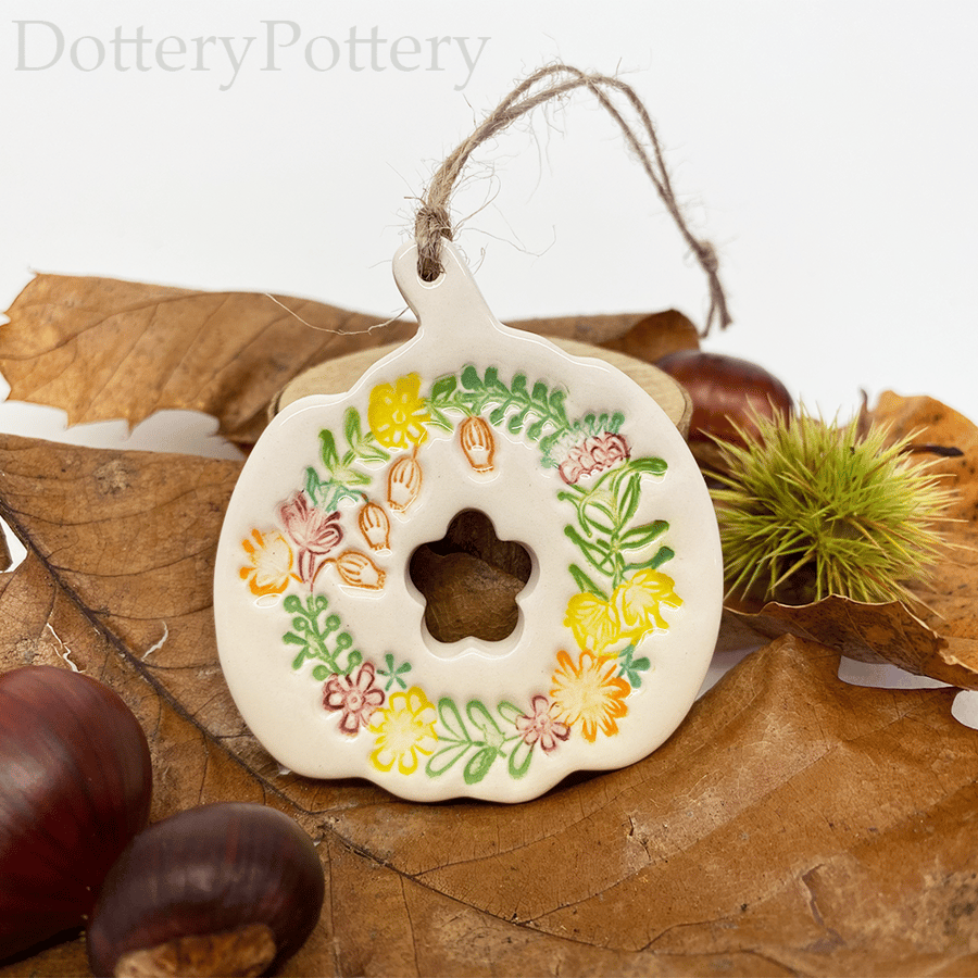 Ceramic pumpkin decoration wreath design  Perfectly Imperfect