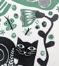 Cat in the Garden in green - Image 2