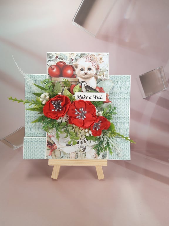 Handmade Easel Card (59) White Window Box Included