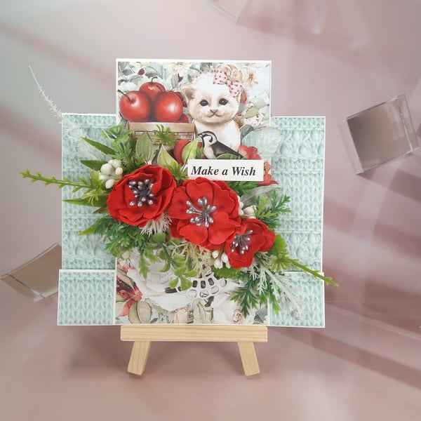 Handmade Easel Card (59) White Window Box Included