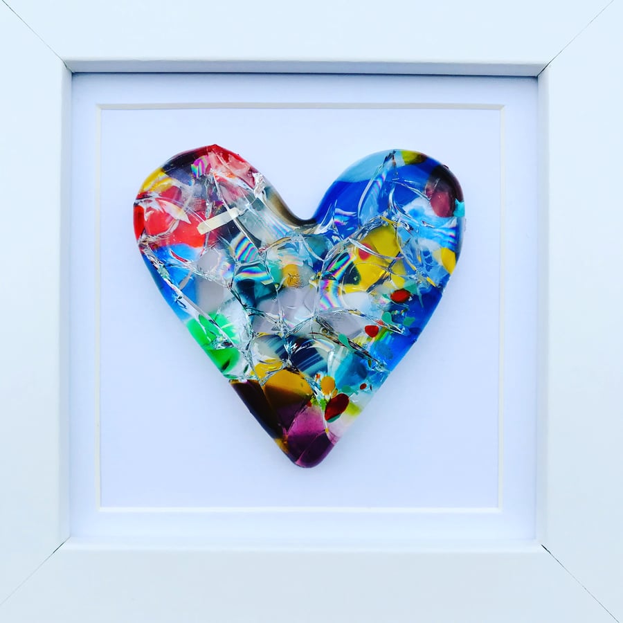 Fused glass cast heart picture 