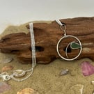 Stunning sea glass and sterling silver pendant