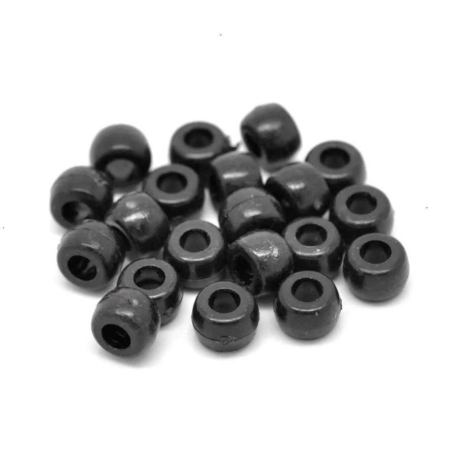 Acrylic Large Hole Pony Black 9mm x 6mm Smooth Beads, 4mm Hole, Pack of 100