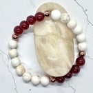 Carnelian and Cream Magnesite Bracelet