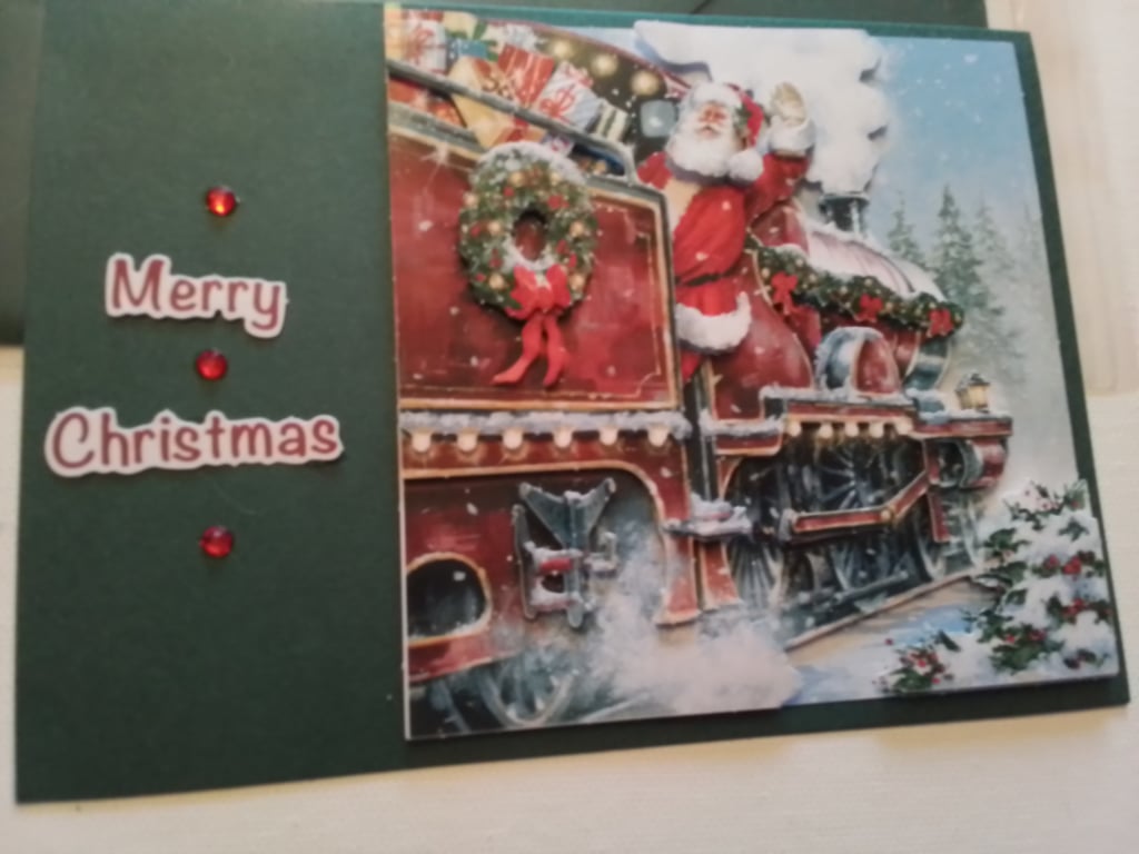 Christmas card. Father Christmas card. Decoupage card. Ref 292