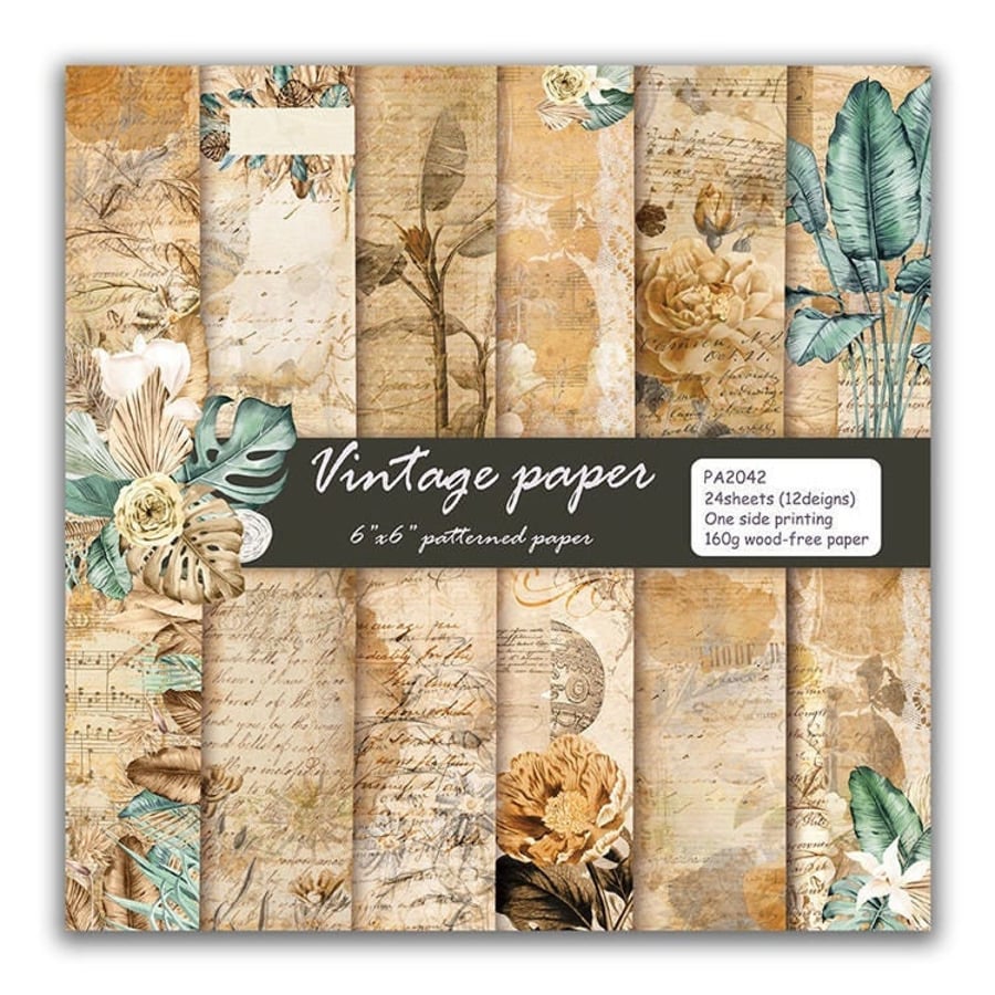 Syntego 24 Sheets, 12 Designs Vintage Paper Design Decorative Acid Free Scrapboo