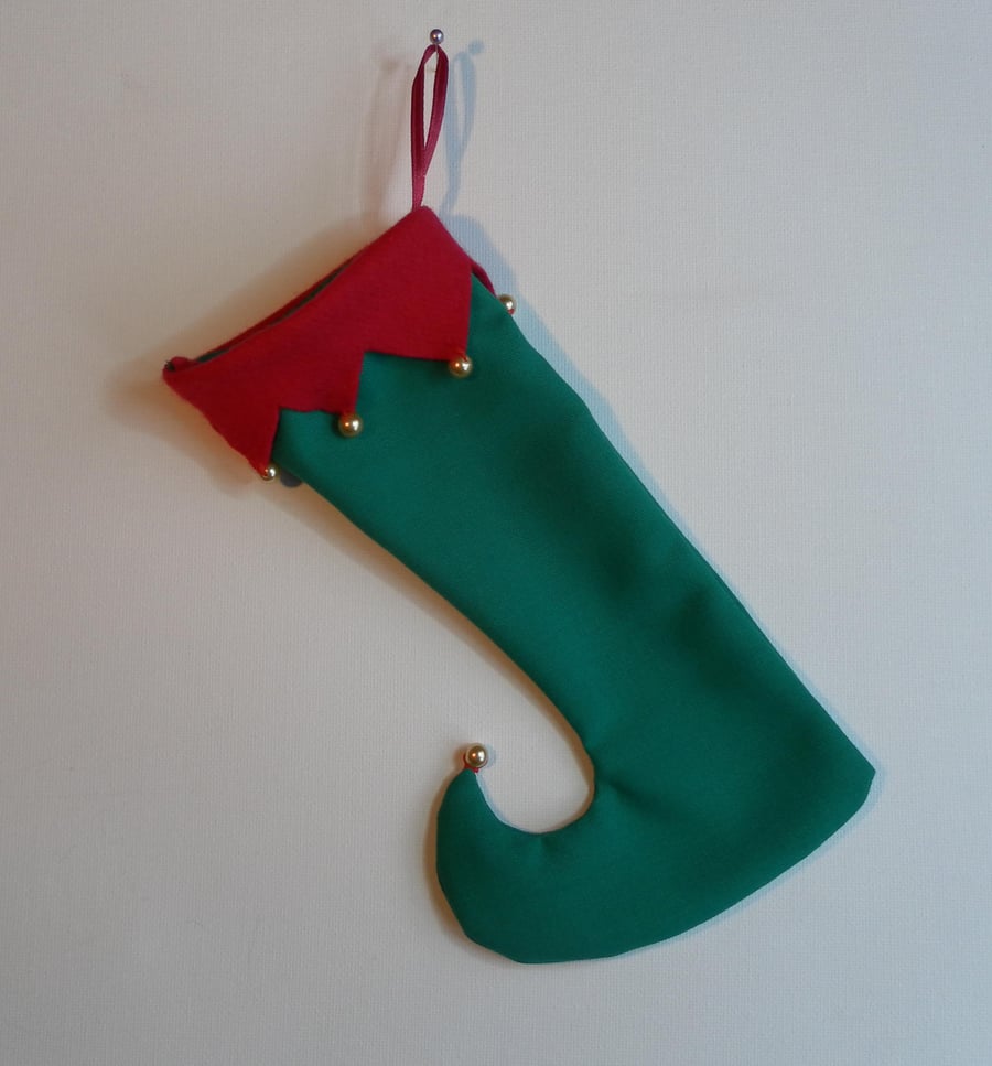 Christmas Stocking, Elf Boot, Green and Red (1)