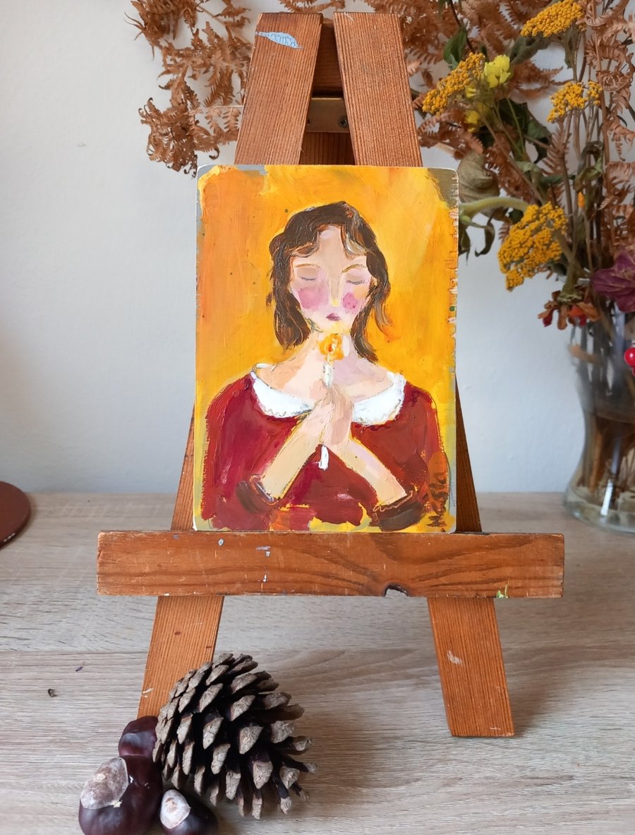 Candlemass angel painting on wood