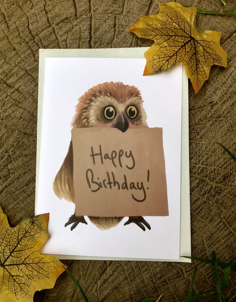 Happy Birthday Owl Greeting Card