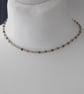Indian agate and gold glass beaded necklace, 16 to 18 inches