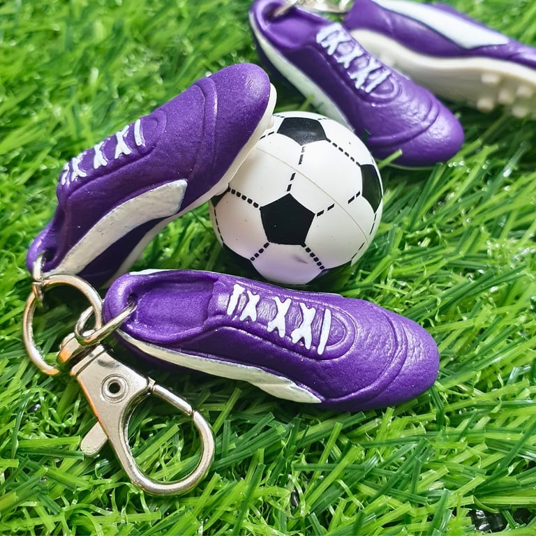 Purple Football Boots Keyring, Soccer Backpack Charm, Keychain For Football Fans