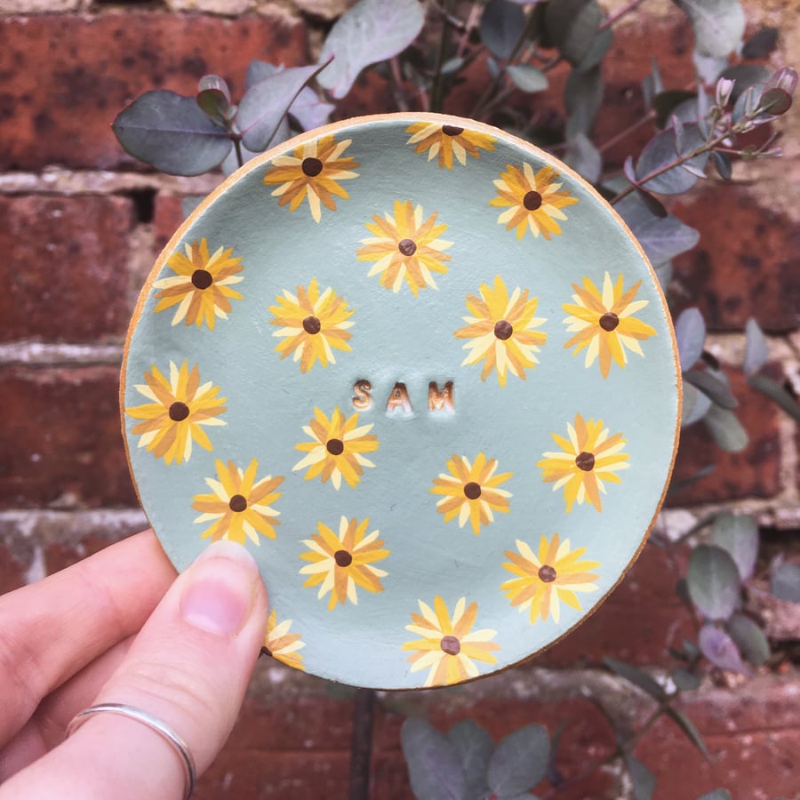 Personalised Sunflower Dish - Sunflower Dish - Trinket Dish