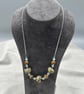 Raku spotted lampwork glass beaded necklace cream brown blue caramel - Image 9