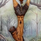 Hand Carved Oak Tree Spirit Necklace 