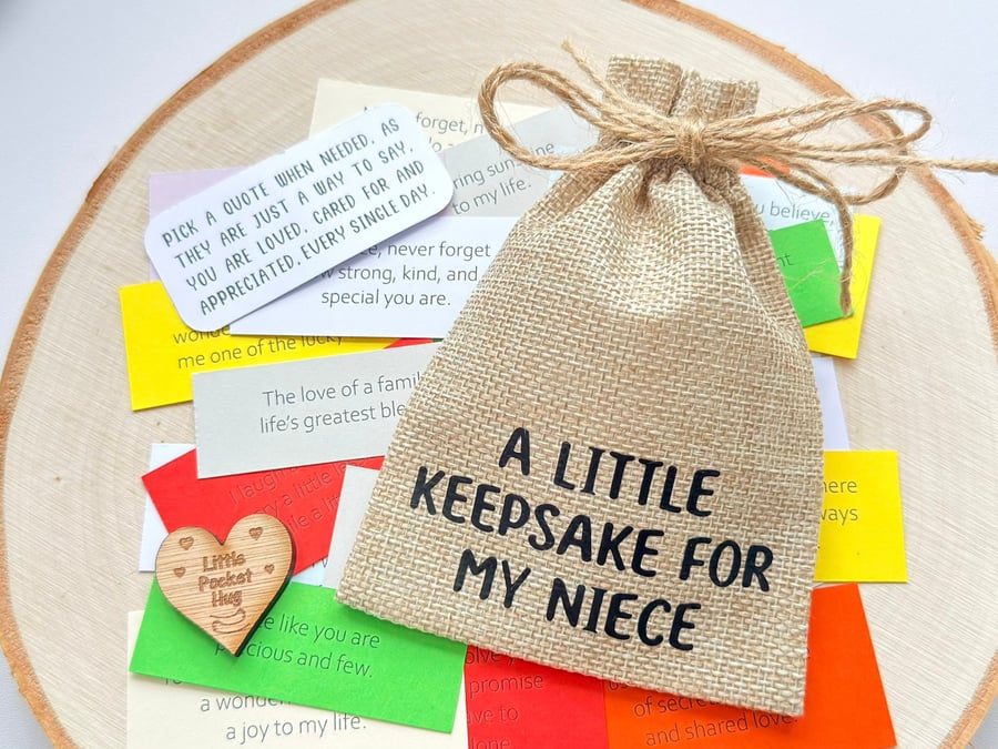 Niece Quote Keepsake Bag, 31 Quotes, Sentimental Present Gift For Nieces
