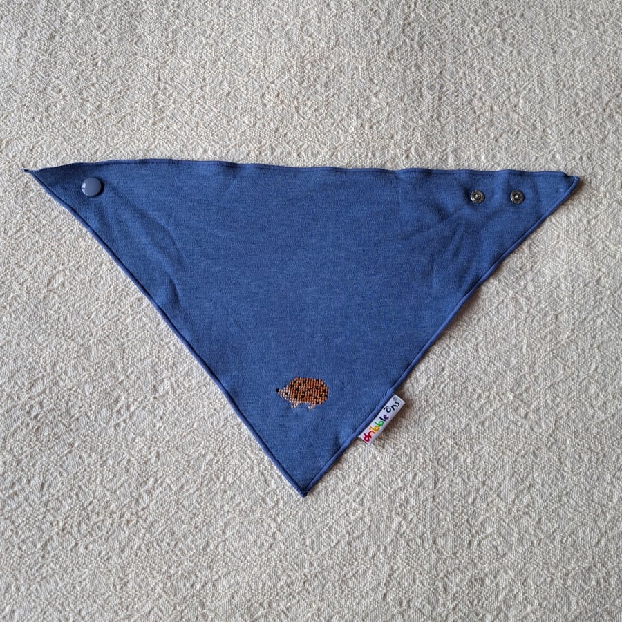 Hedgehog, dribble bib, hand embroidered