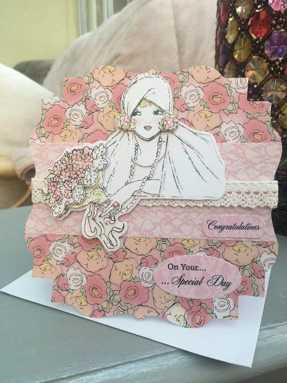 Beautiful vintage bride wedding card