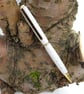 Corian Ballpoint Pen – Gold and Black Hardware – Lathe Turned Pen