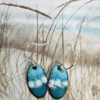 Turquoise and white oval earrings in enamelled copper 274