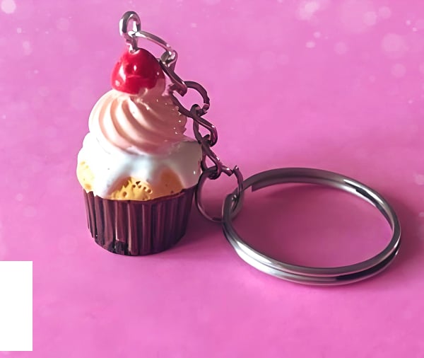 Fun Cupcake Keyring - Fun Fake Food Keychain, Gift