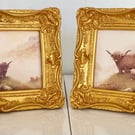 Highland Cattle . Isle of Skye. Pair of framed canvas prints.