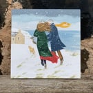 Home Through The Snow - Original Painting On Wood