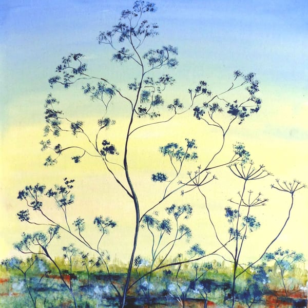 Framed Wildflowers Landscape Oil Painting Cow Parsley Impressionist Art