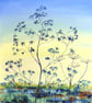 Framed Wildflowers Landscape Oil Painting Cow Parsley Impressionist Art - Image 1