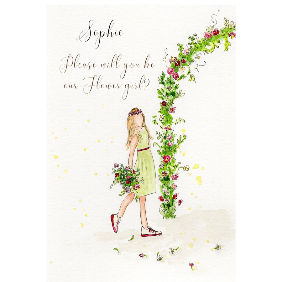 Will you be our flower girl, personalised flower girl proposal card, handmade