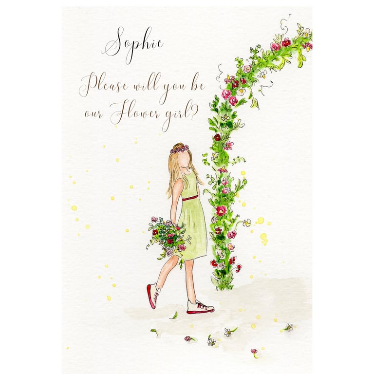 Will you be our flower girl, personalised flower girl proposal card, handmade