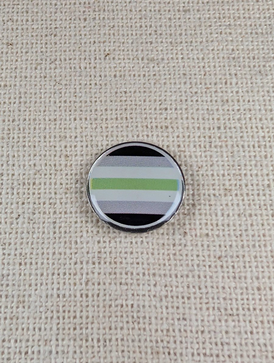 Agender Flag Pin - Pride Themed Pin - Large Resin Topped Pin Badge