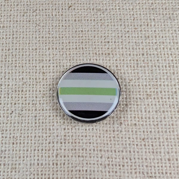 Agender Flag Pin - Pride Themed Pin - Large Resin Topped Pin Badge