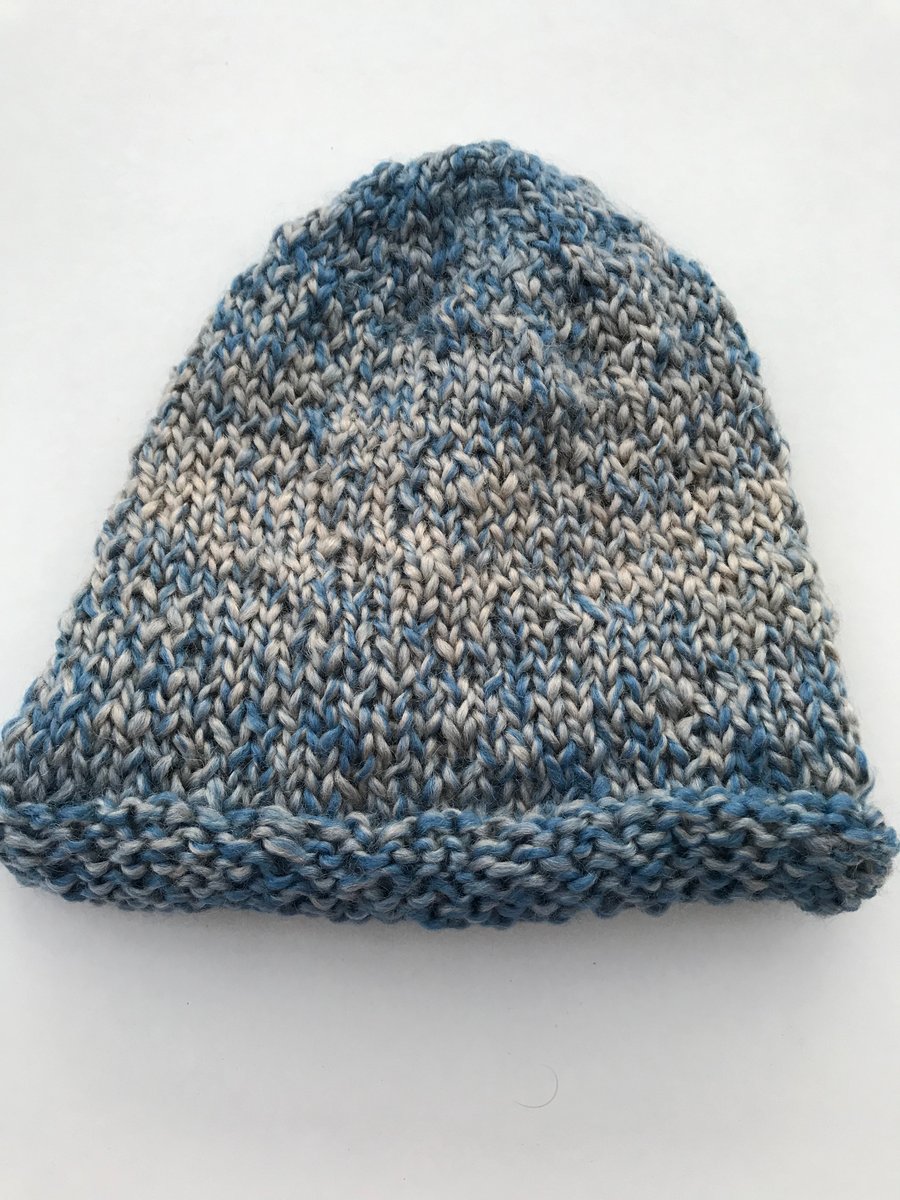 Hand knitted baby beanie hat