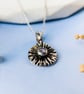 Recycled Silver Teardrop Pendant - Lilac Cubic Zirconia - Allium Flower Pattern - Image 3