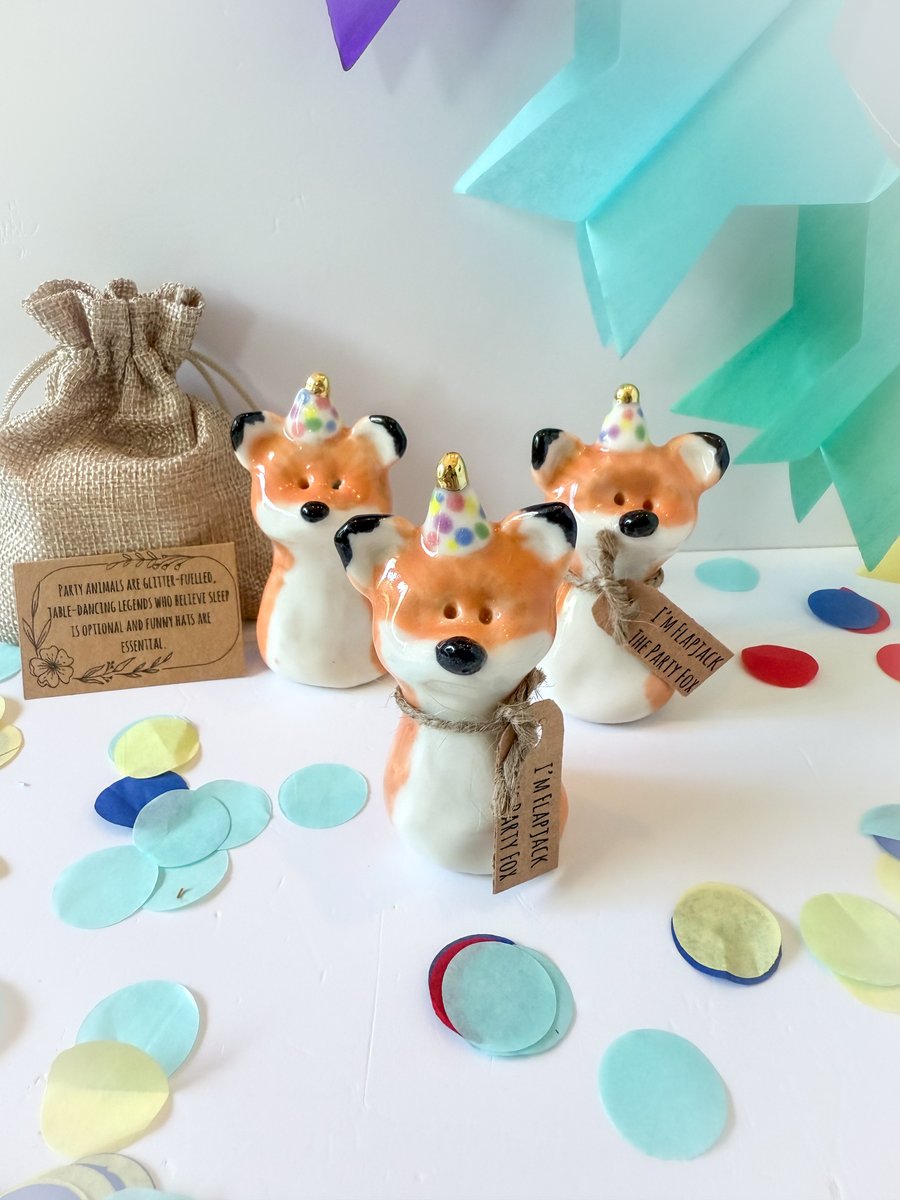 Handmade porcelain party fox 