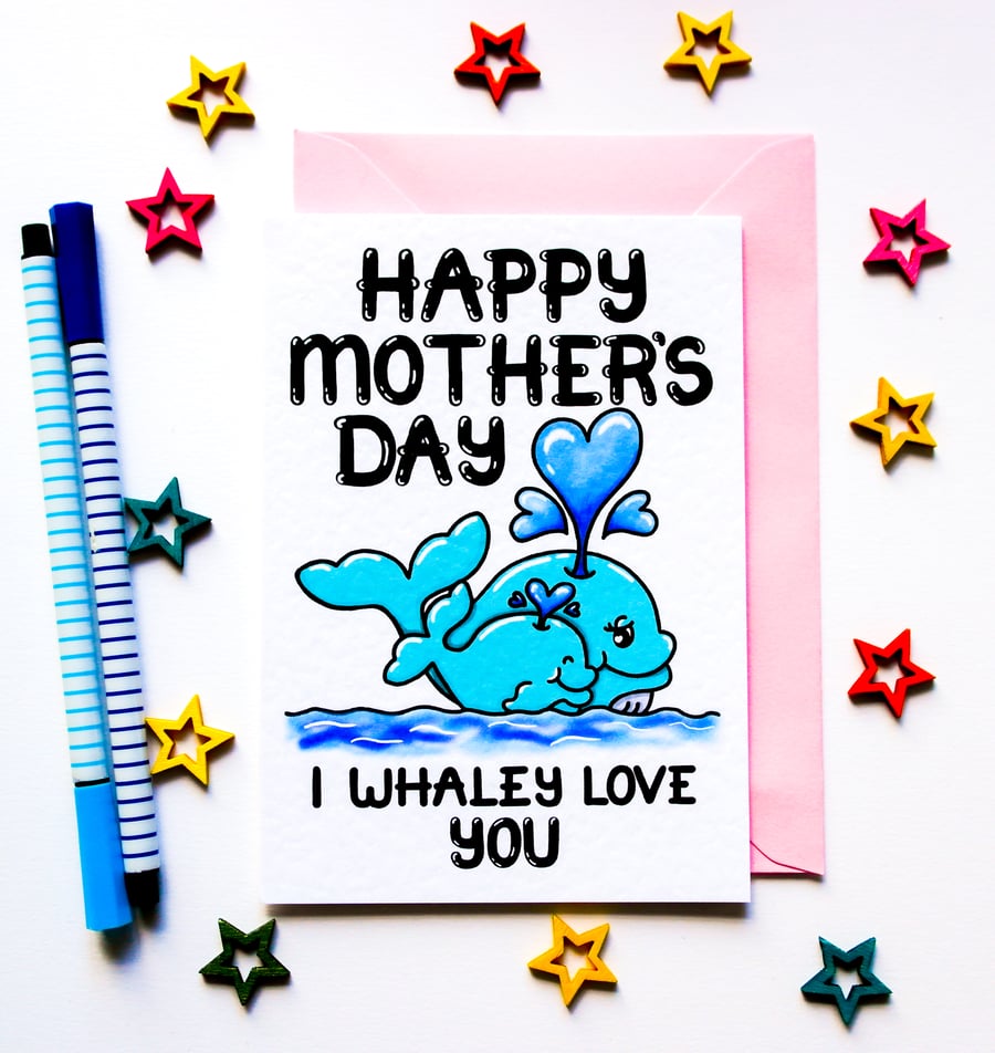  Cute Whale Mother's Day Card For Mummy, Mommy, Mammy, Nanny, Grandma, Nana