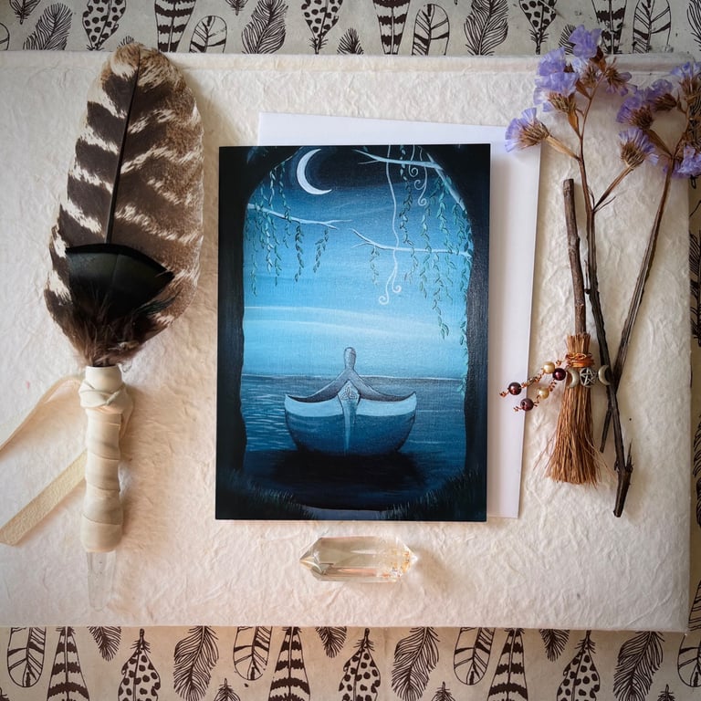 To Avalon Magical Greetings Card (Pagan,Wiccan,Moon,Goddess,Sympathy)
