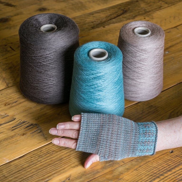 Merino wool fingerless gloves. Wrist Warmers in blue, blush pink and grey