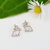 Sterling silver rabbit stud earrings