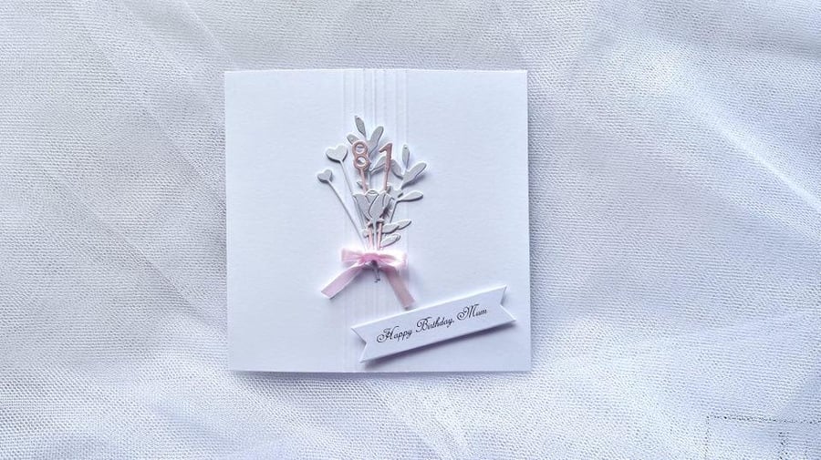 Handmade Luxury Flower Birthday Card with Envelope for Mum, Wife, Daughter, Sist