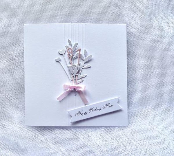 Handmade Luxury Flower Birthday Card with Envelope for Mum, Wife, Daughter, Sist