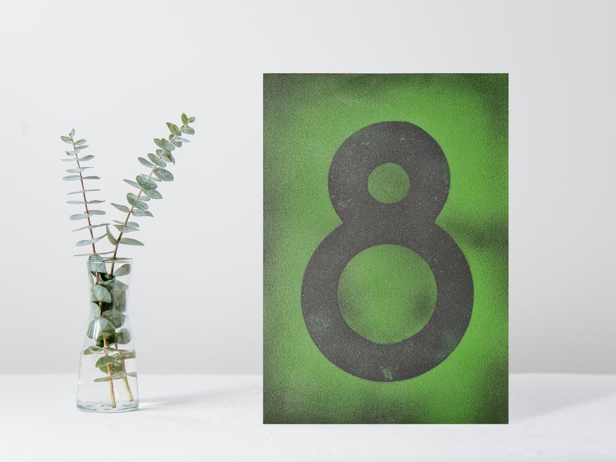 Typography Number 8 handmade and hand painted unique artwork