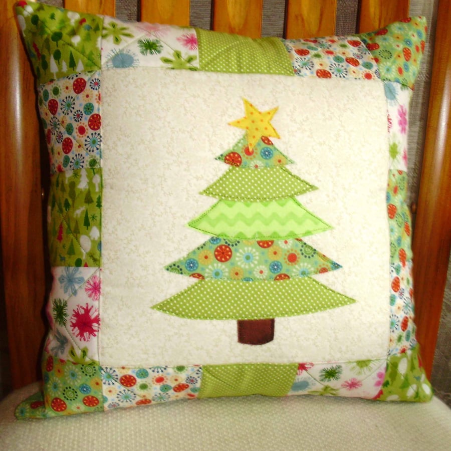 Cushion - Christmas tree and patchwork SALE PRICE