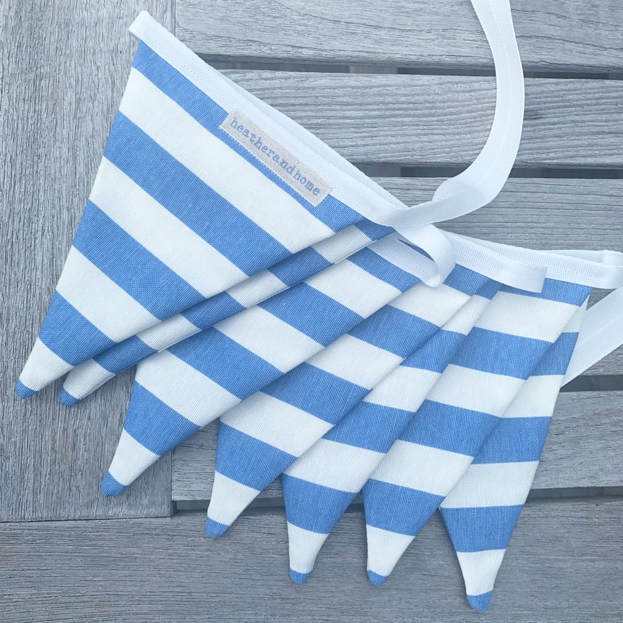 'WATERPROOF' BUNTING - blue and white stripes