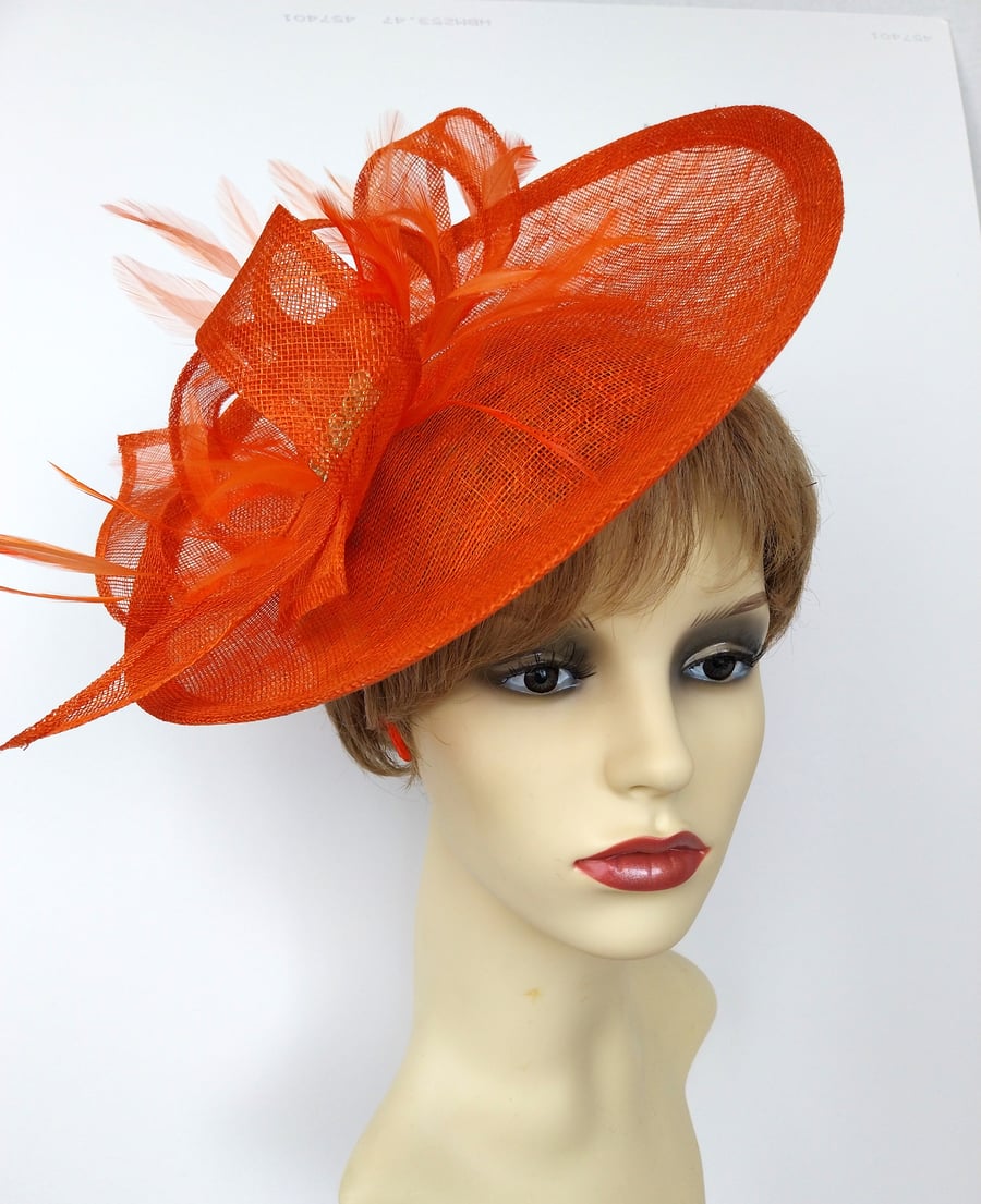 Brenda Burnt orange hatinator or fascinator