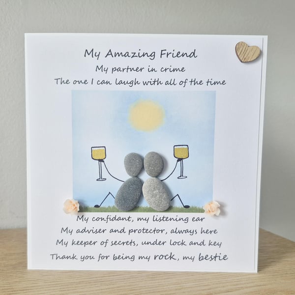 Pebble Art Friend Card: Handmade Poem Greeting Card