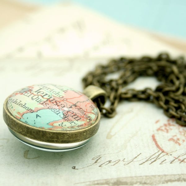 Two Places Personalised Map Necklace For Long Distance Relationship 